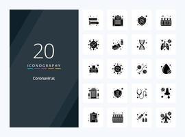 20 Coronavirus Solid Glyph icon for presentation vector