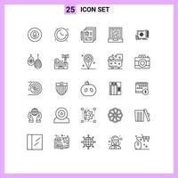 25 Thematic Vector Lines and Editable Symbols of file target achievement blueprint design laptop Editable Vector Design Elements