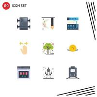 User Interface Pack of 9 Basic Flat Colors of zoom out left analog gesture sound Editable Vector Design Elements