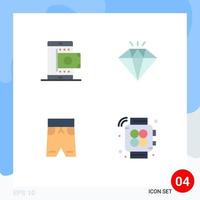 Pictogram Set of 4 Simple Flat Icons of mobile clothing shopping jewel shorts Editable Vector Design Elements