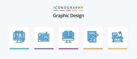 diseño gráfico azul 5 paquete de iconos que incluye lámpara. relleno de color. galería. gota de color balde. diseño de iconos creativos vector