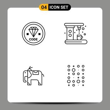 Universal Icon Symbols Group of 4 Modern Filledline Flat Colors of code elephant development coffee unstructure Editable Vector Design Elements