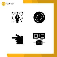 Pictogram Set of 4 Simple Solid Glyphs of design forefinger computers gadget left Editable Vector Design Elements