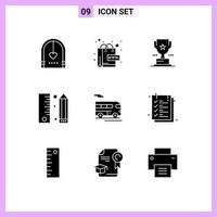 Modern Set of 9 Solid Glyphs and symbols such as programing development world design achievement Editable Vector Design Elements