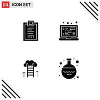 Stock Vector Icon Pack of 4 Line Signs and Symbols for coding career path design laptop dream Editable Vector Design Elements