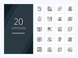 20 School And Science Outline icon for presentation vector