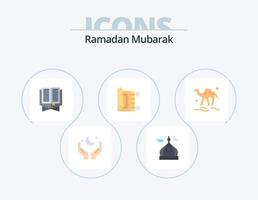 paquete de iconos planos de ramadán 5 diseño de iconos. alfombra. alfombra. luna. marcador. islam vector