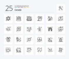 paquete de iconos de 25 líneas de canadá que incluye instrumento. signo. edificio. lámina. Canadá vector