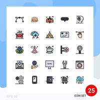 Universal Icon Symbols Group of 25 Modern Filled line Flat Colors of interface brain pollution artificial comment Editable Vector Design Elements