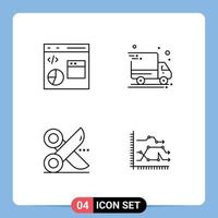 4 User Interface Line Pack of modern Signs and Symbols of coding cutting development delivery van scissor Editable Vector Design Elements