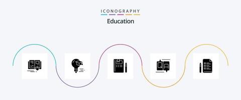 paquete de iconos de educación glifo 5 que incluye educación. mensaje. libro. educación. chat vector