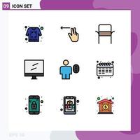 Stock Vector Icon Pack of 9 Line Signs and Symbols for human avatar furniture access display Editable Vector Design Elements