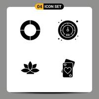 Pack of 4 Modern Solid Glyphs Signs and Symbols for Web Print Media such as chart plant meter flower love Editable Vector Design Elements