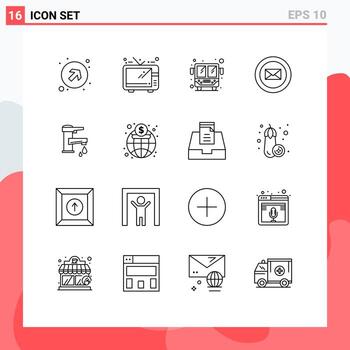 16 Outline concept for Websites Mobile and Apps faucet tap public bus hand chat Editable Vector Design Elements