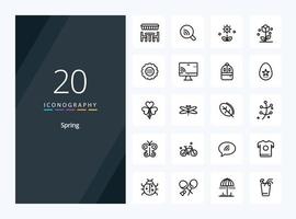 20 Spring Outline icon for presentation vector