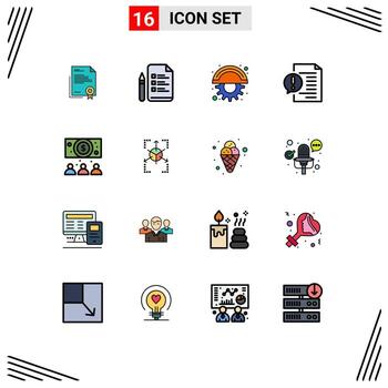 Set of 16 Modern UI Icons Symbols Signs for faq contact pen communication line Editable Creative Vector Design Elements