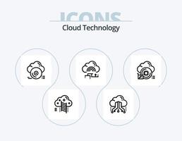 Cloud Technology Line Icon Pack 5 Icon Design. cloud. data. data. usb. reach vector