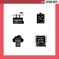 Set of 4 Modern UI Icons Symbols Signs for chair lift market travel strategy computing Editable Vector Design Elements