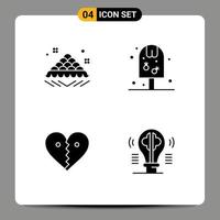 paquete de iconos de vector de stock de 4 signos y símbolos de línea para dulce corazón pop abierto como elementos de diseño de vector editables