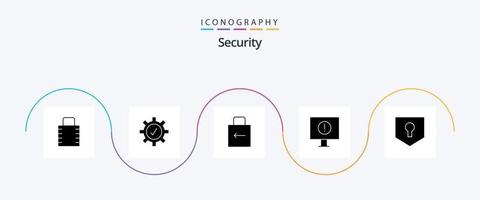 paquete de iconos de glifo de seguridad 5 que incluye escudo. proteger. llave. llave. error vector