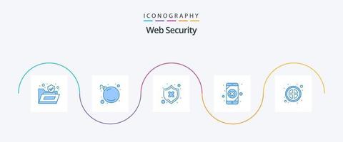 Web Security Blue 5 Icon Pack Including banned. loss. protect. leak. mobile data vector