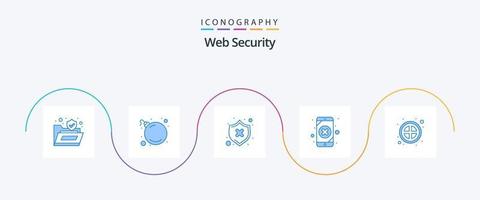 paquete de iconos azul 5 de seguridad web que incluye prohibido. pérdida. proteger. filtración. datos móviles vector