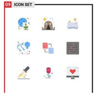 Universal Icon Symbols Group of 9 Modern Flat Colors of share data cleaning party birthday Editable Vector Design Elements