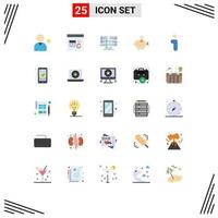 Pack of 25 Modern Flat Colors Signs and Symbols for Web Print Media such as safe economy development piggybank database Editable Vector Design Elements