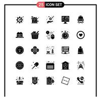 25 User Interface Solid Glyph Pack of modern Signs and Symbols of lift job hand speaker computer Editable Vector Design Elements