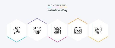 Valentines Day 25 Line icon pack including . love. mp music. hand. present vector