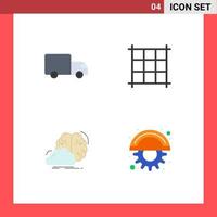 Group of 4 Flat Icons Signs and Symbols for delivery inspiration truck creative cutter Editable Vector Design Elements