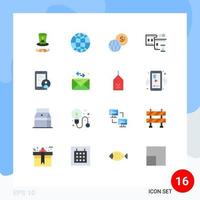 Modern Set of 16 Flat Colors and symbols such as envelope security markets secure movie reel Editable Pack of Creative Vector Design Elements