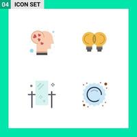 Pack of 4 Modern Flat Icons Signs and Symbols for Web Print Media such as brain dresser love mechanic mirror Editable Vector Design Elements