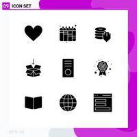 9 User Interface Solid Glyph Pack of modern Signs and Symbols of devices computers dollar education arrow Editable Vector Design Elements