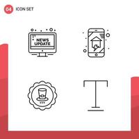 Universal Icon Symbols Group of 4 Modern Filledline Flat Colors of campaign smart house public home automation drink Editable Vector Design Elements