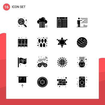 Pack of 16 creative Solid Glyphs of man strategy share solution website Editable Vector Design Elements