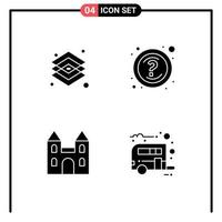 Pictogram Set of 4 Simple Solid Glyphs of creative big layer question church Editable Vector Design Elements