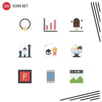 Mobile Interface Flat Color Set of 9 Pictograms of education certificate cream career arrow Editable Vector Design Elements