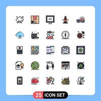 25 Thematic Vector Filled line Flat Colors and Editable Symbols of poker player product game tv Editable Vector Design Elements