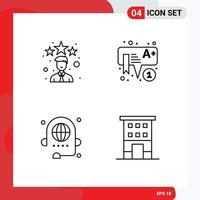 Universal Icon Symbols Group of 4 Modern Filledline Flat Colors of best communication star learning discussion Editable Vector Design Elements