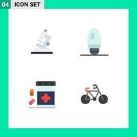 Stock Vector Icon Pack of 4 Line Signs and Symbols for lab drugs zoom lamp form Editable Vector Design Elements