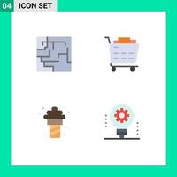 Set of 4 Modern UI Icons Symbols Signs for labyrinth meal buy yogurt artificial intelligence Editable Vector Design Elements