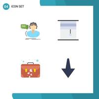 Group of 4 Modern Flat Icons Set for faq rolled consultation design brief Editable Vector Design Elements