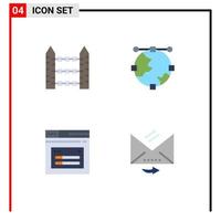 Pack of 4 creative Flat Icons of barbed line signaling design page Editable Vector Design Elements