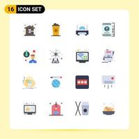 Flat Color Pack of 16 Universal Symbols of career demotion service black coffee cell technology Editable Pack of Creative Vector Design Elements