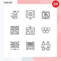 Pack of 9 Modern Outlines Signs and Symbols for Web Print Media such as mixer console service cd per Editable Vector Design Elements