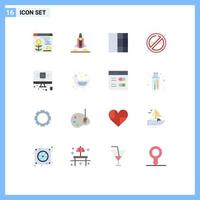 Universal Icon Symbols Group of 16 Modern Flat Colors of internet online wireframe youtube no smoke Editable Pack of Creative Vector Design Elements
