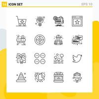 Modern Set of 16 Outlines and symbols such as living website profile favorite article Editable Vector Design Elements