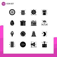 Modern Set of 16 Solid Glyphs and symbols such as bird online star computer blogger Editable Vector Design Elements