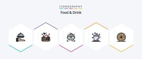 comida y bebida paquete de iconos de 25 líneas completas que incluye. taza. bebida. bebida vector
